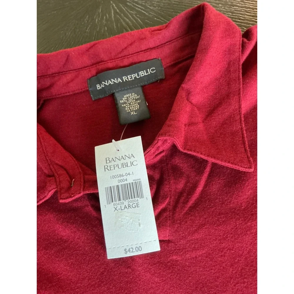 Banana Republic Mens XL Red Polo Shirt Short Sleeve Cotton Rayon Stretch NWT